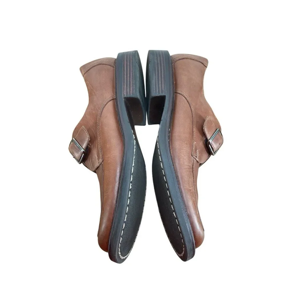 London Underground Bower Brown‎ Leather Monk Strap Buckle Shoes Men Size 12
